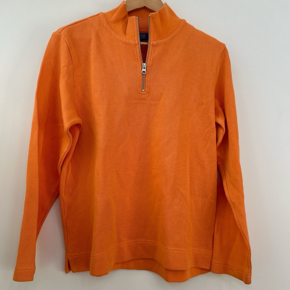 Pendleton women’s Orange creamsicle quarter zip knit cotton sweatshirt pullover